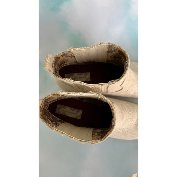 Band of Gypsies Women's Western Booties Natural Linen Color Size 9.5 Breathable - Picture 5 of 9